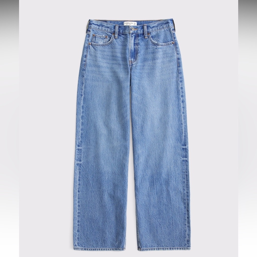 Abercrombie & Fitch Curve Love Low Rise Ultra Loose Jean, 26 Short, Medium Wash